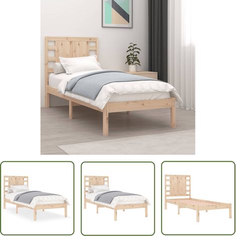 Lit adulte pour 1 personnes, Structure de lit, Assemblage Facile, Bois de pin massif 90x200 cm OIB4451E (1/5)