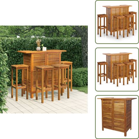 Acacia - vidaXL Juego muebles de bar para jardín 5 pzas madera maciza de acacia - Muebles de exterior