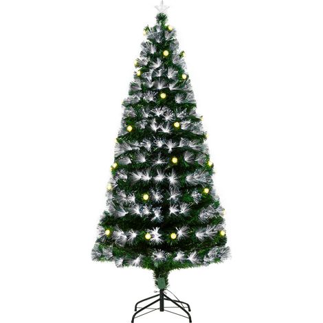 HOMCOM White Light Artificial Christmas Tree w/ LED Star Topper Tri-Base 6FT (1/5)