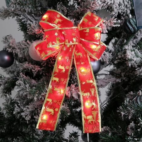 Arc de couronne de LED de Noël de 32 cm, arc de couronne de Noël, arc d'ornement de sommet d'arbre de Noël, décorations de Noël (1/5)