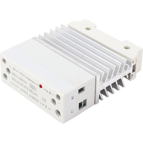 Relais CA vers statique avec dissipateur thermique Module SSR monophasé à montage sur rail intégré Entrée 70-280VAC Sortie 24-480VAC