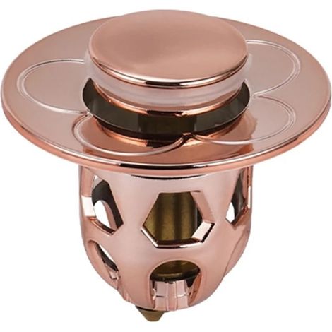 Parts Universeller Pop-Up-Abfluss für Waschbecken, Pop-Up-Abfluss für Waschbecken mit Anti-Verstopfungsfilter, Anti-verstopfter Abflussfilter, Badewannenstopfen, Roségold