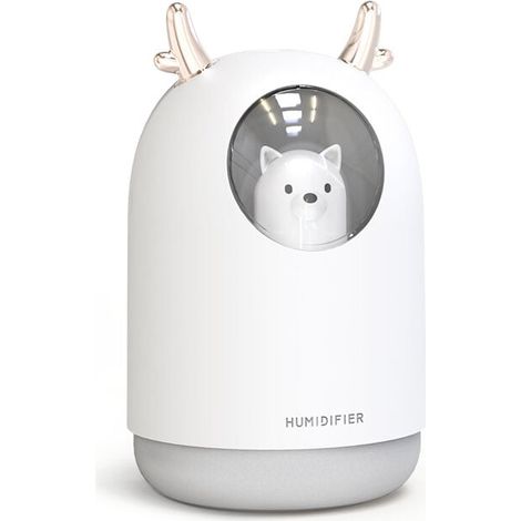 Humidificateur d'air ultrasonique 300 ml – Silencieux 26 dB – 7 couleurs LED – Pour pièces jusqu'à 20 m²