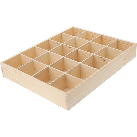 Boîte de rangement en bois à 20 compartiments, organiseur de cravates, séparateurs de tiroir, boîte de rangement en bois pour vêtements, boîte de rangement pour sous-vêtements (1/4)