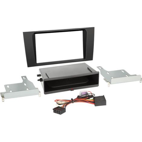 Facade autoradio 2DIN compatible avec Audi A4 Avec vide poche Induction Qi Noir