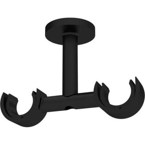 Lot de 2 supports doubles sur plafond - à visser pour tringle à rideaux d28 - Kit de 2 supports à fixer au plafond pour 2 barres à rideaux - Noir mat (1/2)