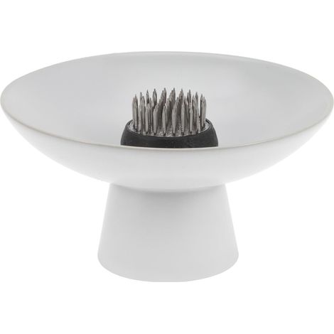 Set de 1 Vase à Fleurs en Céramique Blanche Support de Fixation en Acier Inoxydable, Design Artistique Simple, Solide et Pratique pour Décoration Intérieure (1/5)
