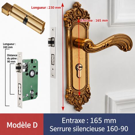 Serrure mécanique silencieuse B avec poignée, bronze antique, grand format 50 réf 9956 800 g – Livraison gratuite