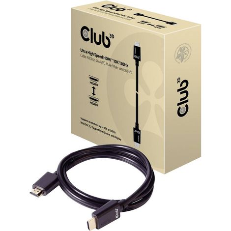 club3D HDMI Cavo Spina HDMI-A, Spina HDMI-A 3.00 m Nero CAC-1373 UHD 10K, UHD 8K,, Ritardante di fiamma Cavo HDMI (1/5)