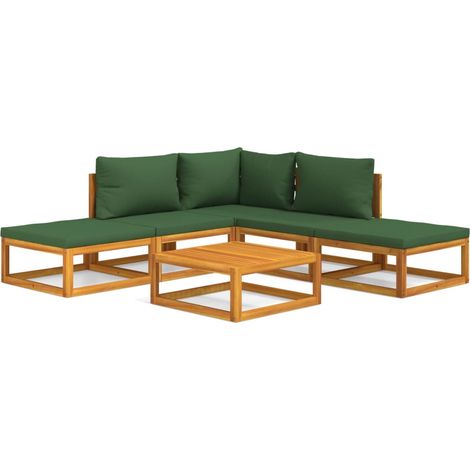 Maison Exclusive - Set Salotto da Giardino 6pz con Cuscini Verdi in Legno Massello