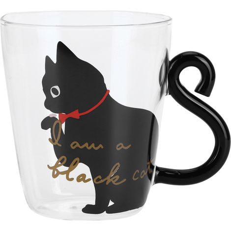 Transparenter, hitzebeständiger Katzenbecher für Kaffee, Tee, Milch, Wasser - Wiederverwendbar (Weiße Katze) (1/5)