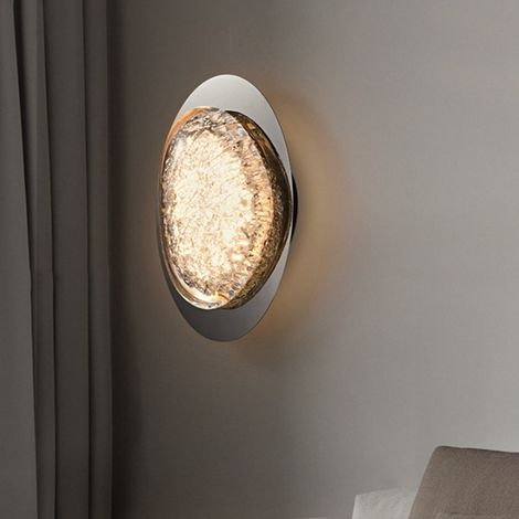 1 lampe. Couleur : voir photo. Matériaux : métal, acier inoxydable et acrylique. Applique murale en cristal – naturel.