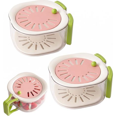 Bassine pliable en silicone avec passoire, couvercle et poignée, rose (1/5)