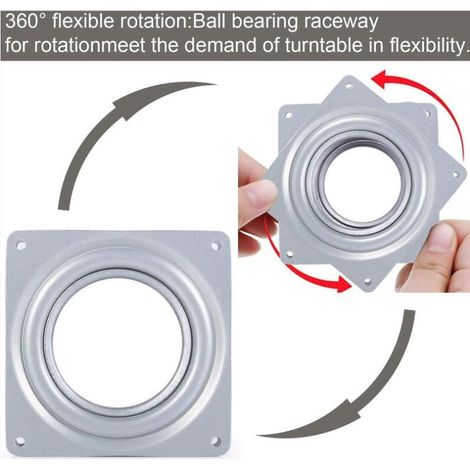Plate-forme tournante monobloc Rotation à 360 degrés carrée avec roulements à billes en acier pour armoire de cuisine comptoir garde-manger (10,2 cm) MNS (1/3)