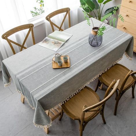 Nappe rectangulaire en coton et lin, réutilisable, lavable et infroissable (1/5)