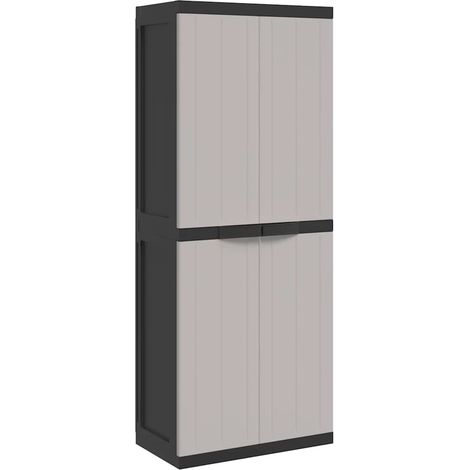Armoire de rangement d'extérieur gris et noir 65x37x165 cm PP (1/5)