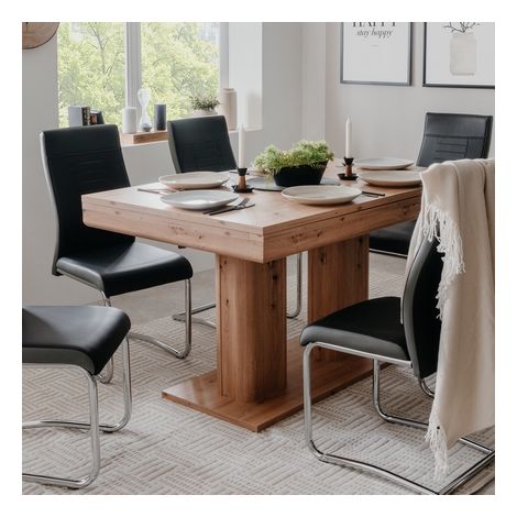Les Tendances – Table extensible chêne artisan 140/220 cm – 90 cm de large – 80 cm de haut – 2 extensions intégrées pour 8 couverts (1/10)