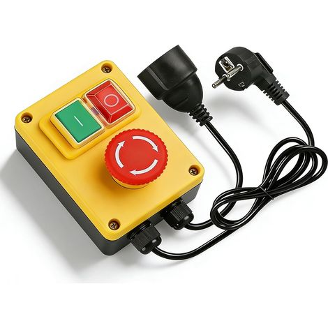 Interrupteur marche/arrêt monophasé 250 V 16 A - Interrupteur de sécurité - Interrupteur de machine pour arrêt rapide - Interrupteur de tension zéro avec prise de courant de table de fraisage et (1/5)