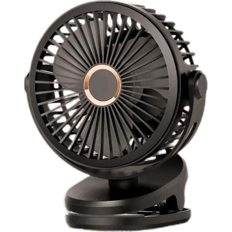 Clip-on desk fan, portable and quiet USB fan, 10,000 mAh, black (1/3)