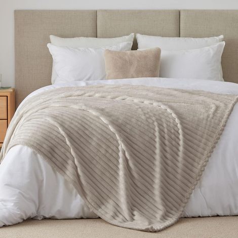 Plaid Beige Couverture pour Lit 2 Personnes 220x240 (1/5)