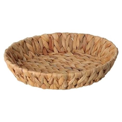 Plateau décoratif rond 29x29x6 cm, corbeille en osier pour rangement et présentation, lot de 1, style naturel, idéal table et étagère.