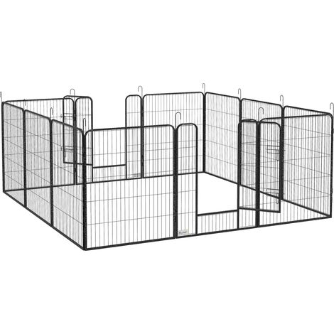 Hundeauslaufgehege, 12 Paneele, Stahl, für den Innen- und Außenbereich