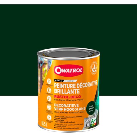 Owatrol-RUSTOL DECO BRILLANT-Peinture antirouille décorative-Vert Sapin (RAL 6009) 0.75 litre (1/2)