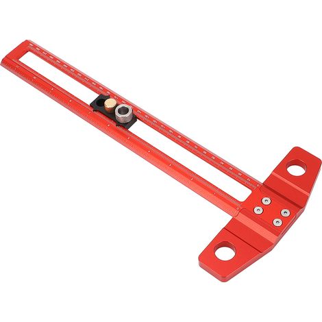 Équerre en T 30 cm, échelle métrique et impériale, en alliage d'aluminium, pour le positionnement et le perçage, avec douilles de perçage de 6 mm, 8 mm et 10 mm (1/5)