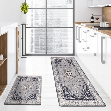 New Retro Style Entryway Mat, Household Kitchen Anti-slip Dustproof Thickened Washable Strip Mat - Bohemian Style - 1 - 44701.2cm