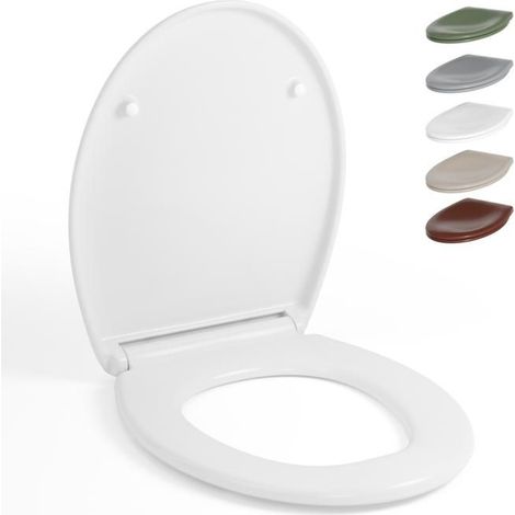 AquaWise Abattant WC Forme O Universel,Résine Duroplast Antibactérienne,Toilette avec Frein de Chute Silencieux,Démontage Rapide (1/5)