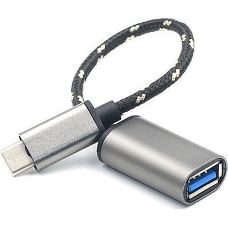 Câble de données OTG de type C, câble adaptateur OTG pour téléphone portable de type C vers USB 2.0, adaptateur OTG Android, gris. (1/5)