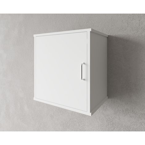 Meuble Mural en résine PVC, résistant à l'humidité, étagère de Table intérieure, Convient pour l'intérieur et l'extérieur, L45 x P34 x H52 cm, Blanc (1/2)