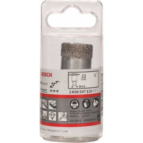 Bosch Accessories Scie Trepan Diamantes a Sec, 22mm Diametre, 35mm Longueur de Travail