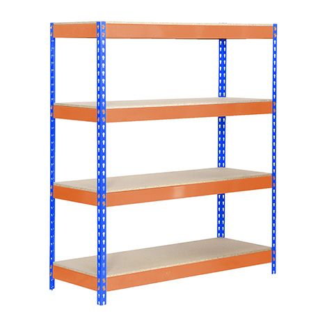 SimonRack Scaffale Industriale, 2000x1200x450 mm, 4 Ripiani in Legno, Portata 300 kg per Ripiano, Scaffale Carichi Pesanti, Blu/Arancione/Legno – Bricoforte (1/3)