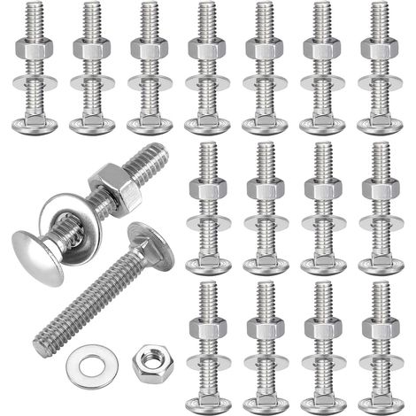 Lot de 20 vis de serrure M6 x 50 mm avec écrous, en acier inoxydable (1/5)