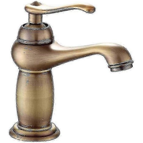 Robinet de lavabo de salle de bain, couleur laiton antique, en cuivre pur (1/5)
