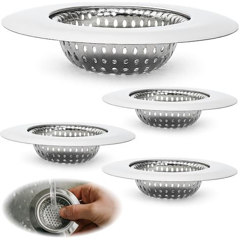 4 Pièces Crépine De Vidange, Acier Inoxydable, Diamètre Intérieur 45 Mm, Filtre Évier, Perforation Fine, Cuisine Salle De Bains (1/5)