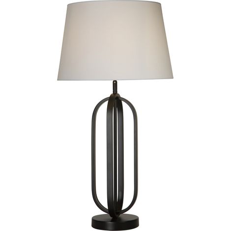 Searchlight Chic Lampe de table, noire, abat-jour blanc, 1 x E27 (1/5)