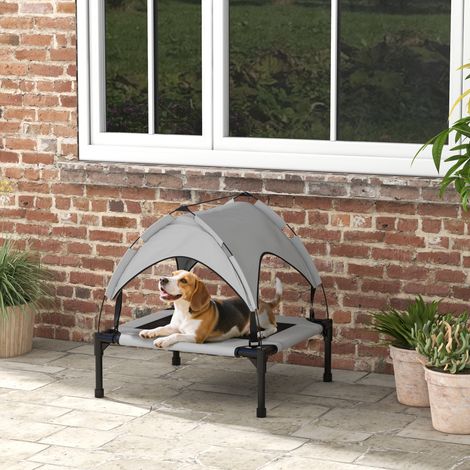 Lit pour chien chat sur pieds grand confort velum anti-UV oxford sac de transport inclus 76 x 61 x 69.5 cm gris