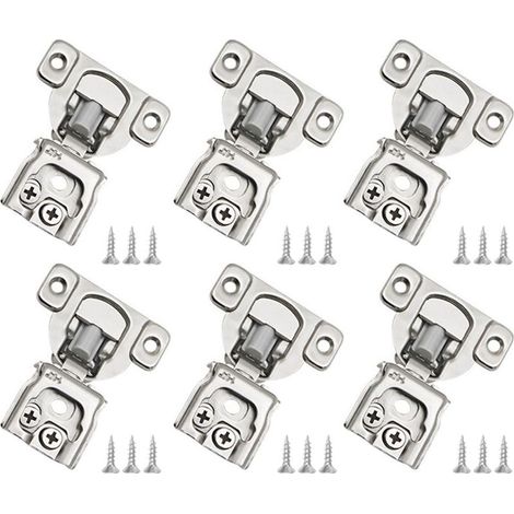 Lot de 6 charnières pour armoires de cuisine – charnières à fermeture invisible (1-1/4 pouce) (1/5)