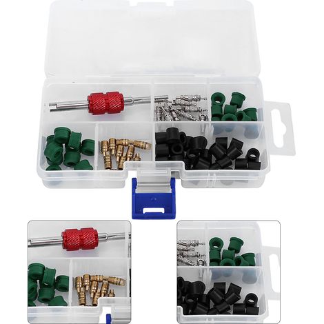 Kit de réparation de climatisation de 71 pièces, outils de réparation, 10 inserts de vanne, 50 joints de tuyau, 10 vannes (1/5)