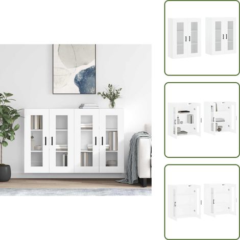 Armoires murales 2 pcs blanc bois d'ingénierie - Armoire Murale - Meuble De Rangement - Buffet - Étagère Murale - Décoration Intérieure (1/5)