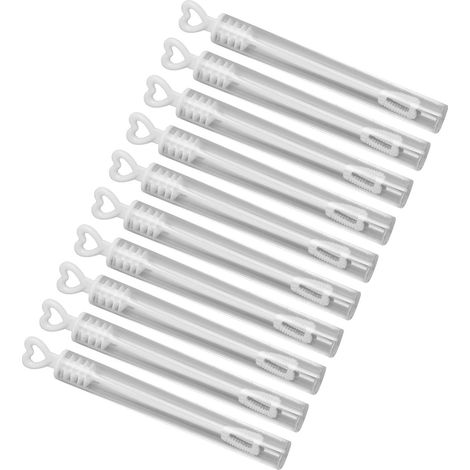 Lot de 10 petites baguettes à bulles transparentes en forme de cœur, idéales comme cadeaux d'invités pour un mariage ou une activité estivale en extérieur. (1/5)
