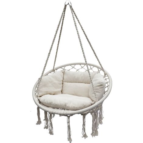 Fauteuil suspendu Relax 80 x 60 cm - naturel - Fauteuil suspendu avec coussin pour l'intérieur et l'extérieur