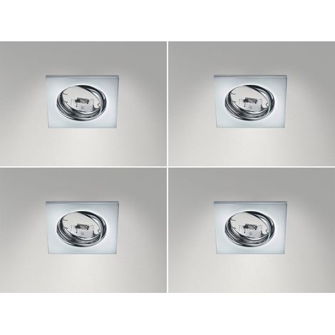 Eckige Einbaustrahler Decke im 4er Set schwenkbar Silber Chrom GU10 (1/5)