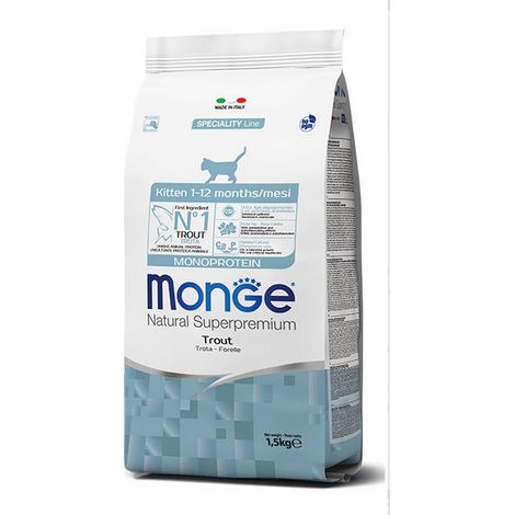 Monge Natural Superpremium Kitten con Trota - Monge Natural Superpremium Kitten con Trota - Sacco Da 1,5 Kg