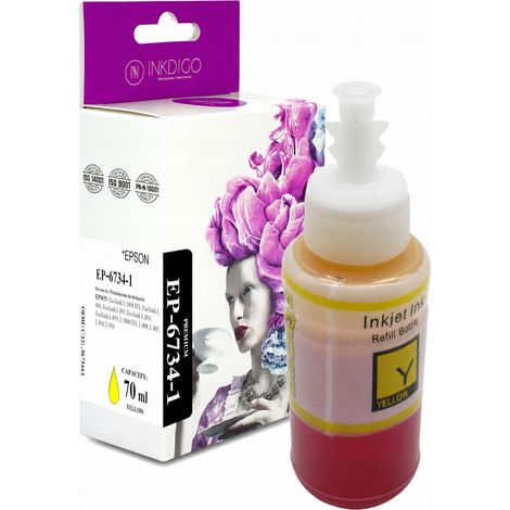 Inchiostro Inkdigo T6734 compatibile con le stampanti Epson EcoTank L1800ITS L805 L810 L1800ITS, certificato TÜV. (1/4)