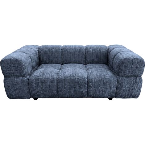 GUSTAVE - Canapé droit tissu chenille 2 places Bleu (1/5)