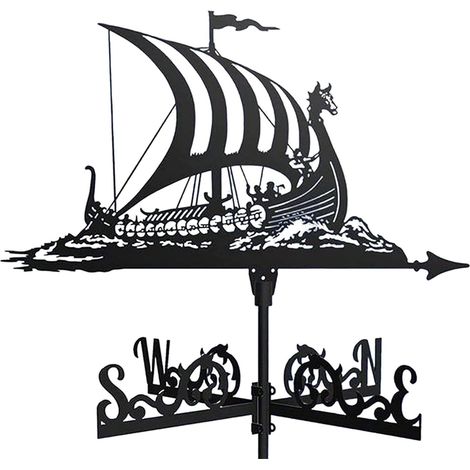 Girouette décorative jardin rétro, voilier navire de guerre, indicateur vent directionnel, anémomètre extérieur, girouette métal pour toit, cadeau jardinage. (1/5)