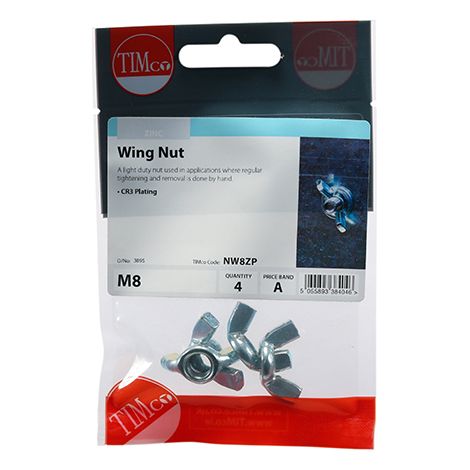 TIMCO Wing Nuts Silver - M8